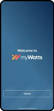 myWatts mobile app welcome screen